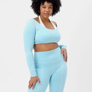 Frankies Bikinis Speedy Long Sleeve Crop Top Baby Blue Size Large XL